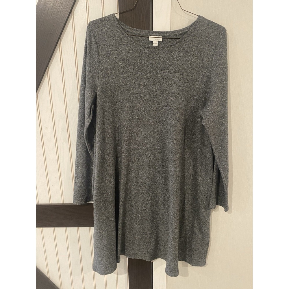 J.Jill Pure Jill Dress Gray A-Line Long Sleeve Cotton Pockets Large